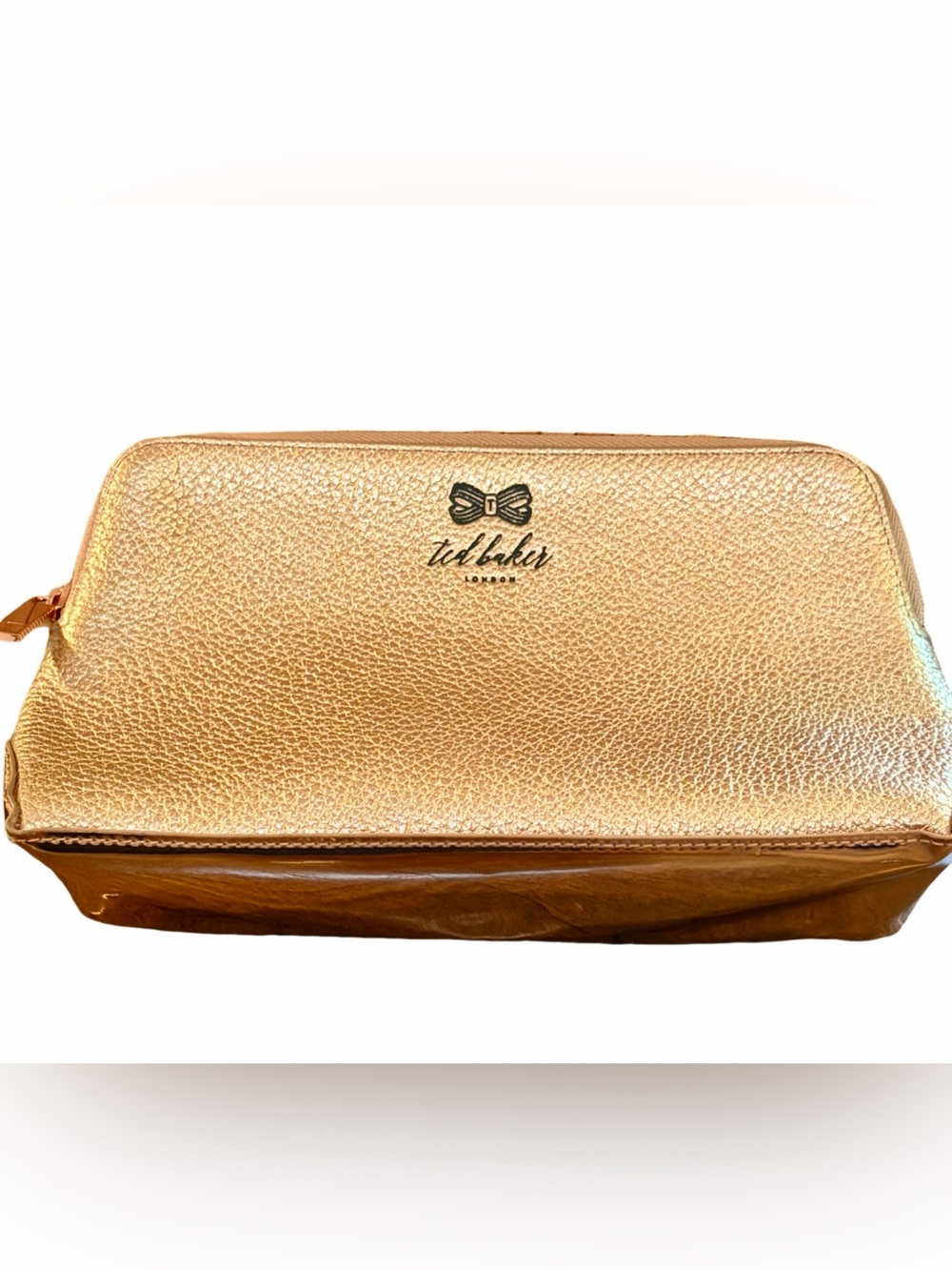 Ted Baker Pescara Rose Gold Leather Makeup Bag NWT Cosmetic Case